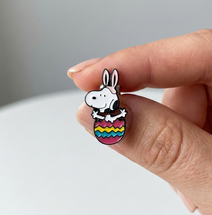 Snoopy & Woodstock Easter Egg Asymmetrical Drop Earrings - 925 Silver Post