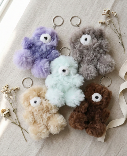 Handmade Real Alpaca Fur Fluffy Bear Keyring Bag Charm 20cm