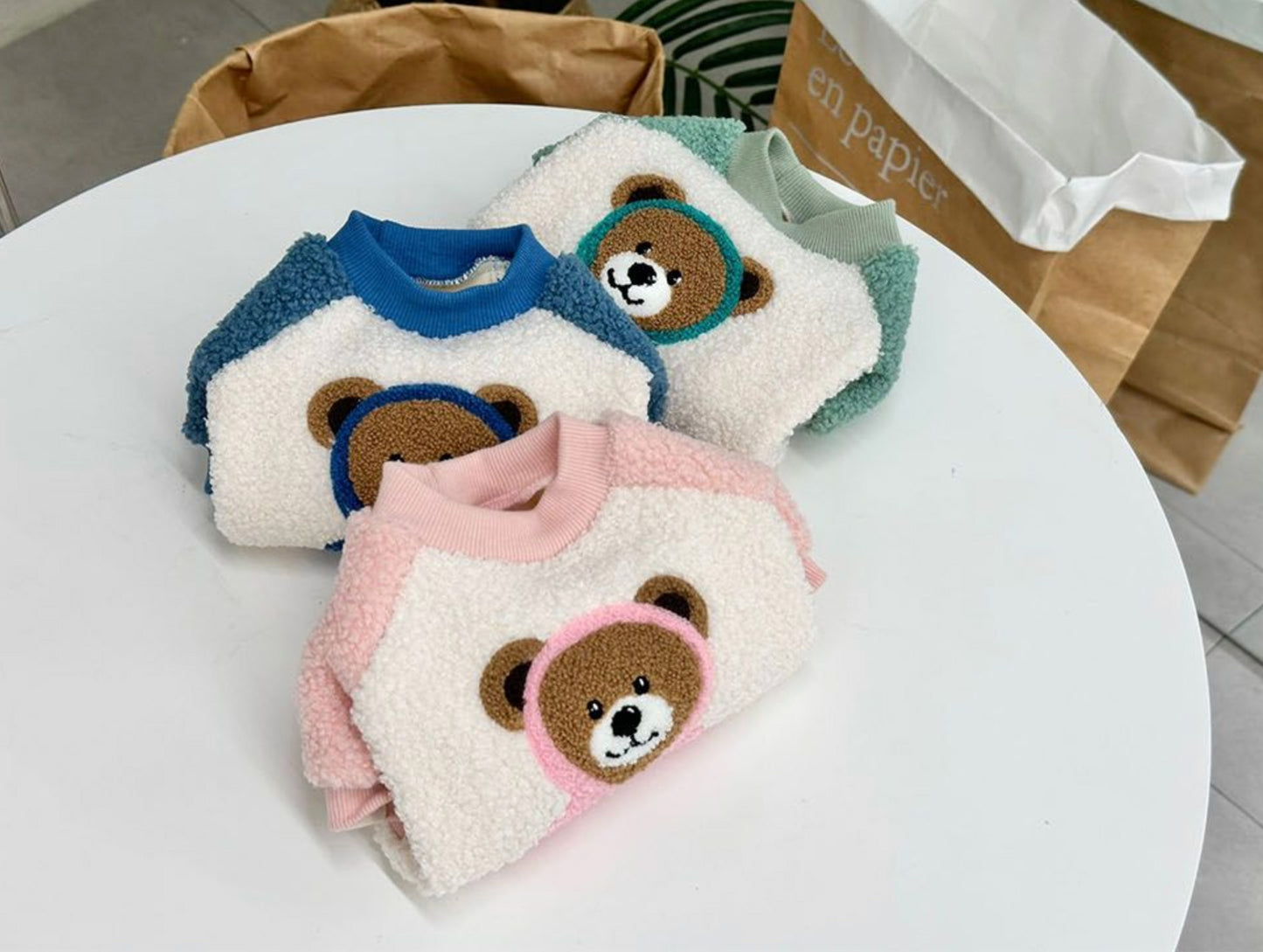 Cozy Bear Fleece Dog T-Shirt - Premium Made in Korea Winter Pet Apparel (XS to 2XL) | 3 Colors