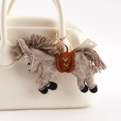 Handmade Wool Felt Horse Bag Charm Keychain - Nepal Artisan Pony (2 Colors)