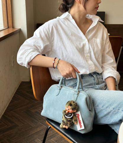 Monchhichi-Style Camo Plush Doll Bag Charm Keychain