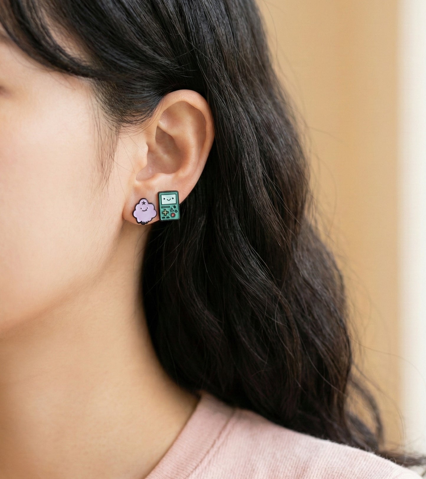 Adventure Time Character Stud Earrings - Finn Jake BMO PB Silver Post Set