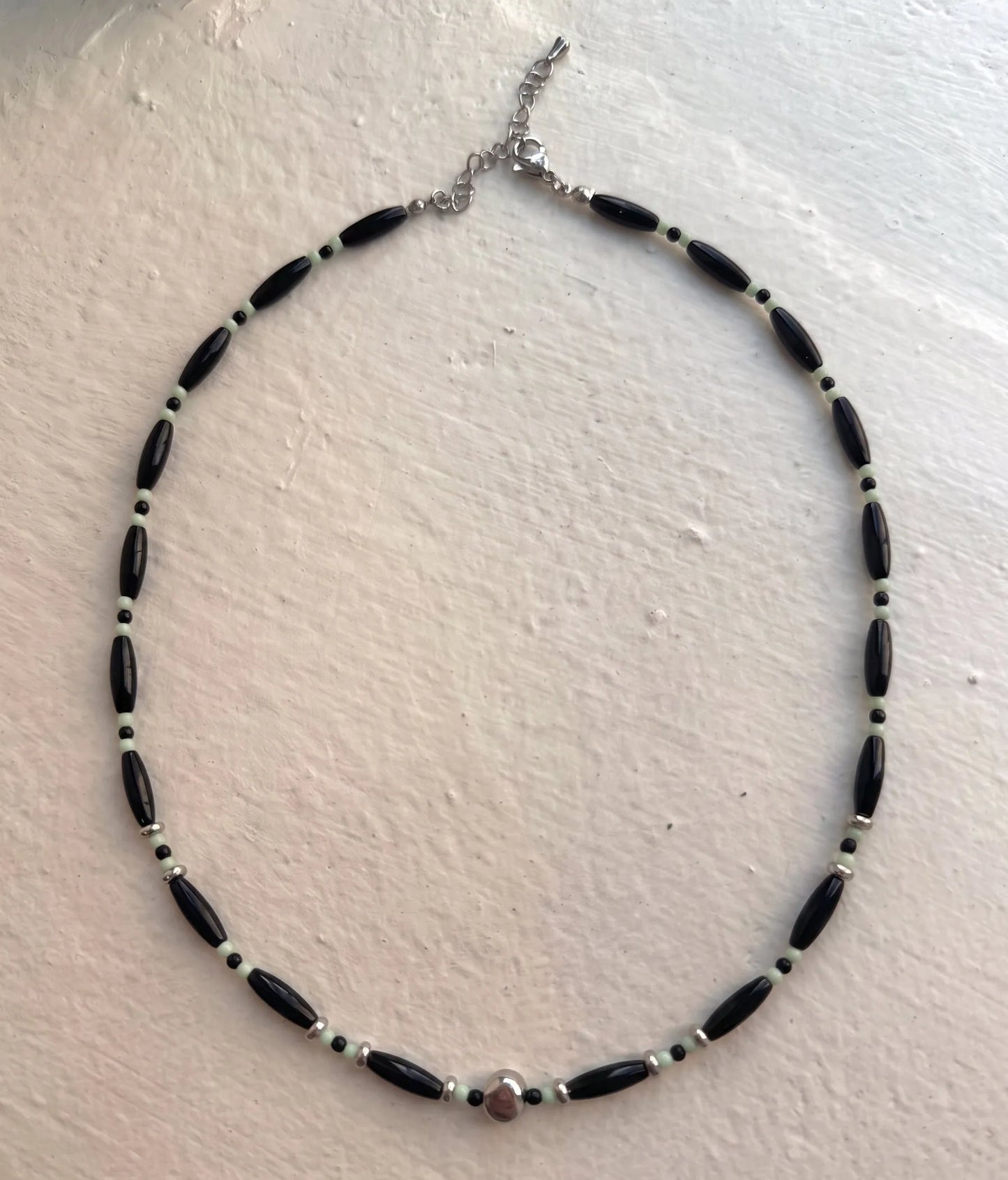 Oval Glass Bead Necklace | K-Style Stack · 4 Colors