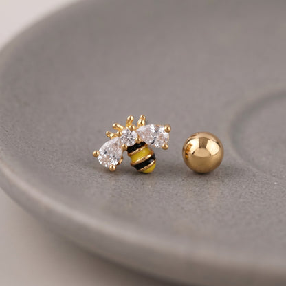 Bumblebee CZ Enamel Cartilage Piercing Stud – Surgical Steel (Single)