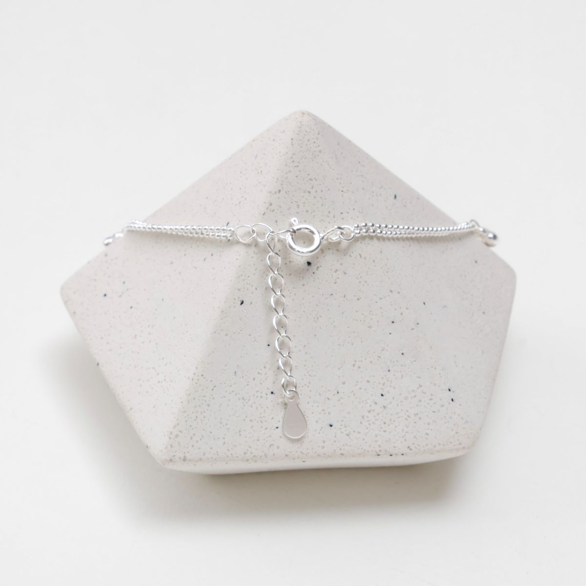 925 Sterling Silver Heart Charm Bracelet - Double Chain Puffed Hearts