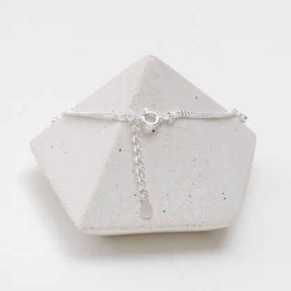 925 Sterling Silver Heart Charm Bracelet - Double Chain Puffed Hearts