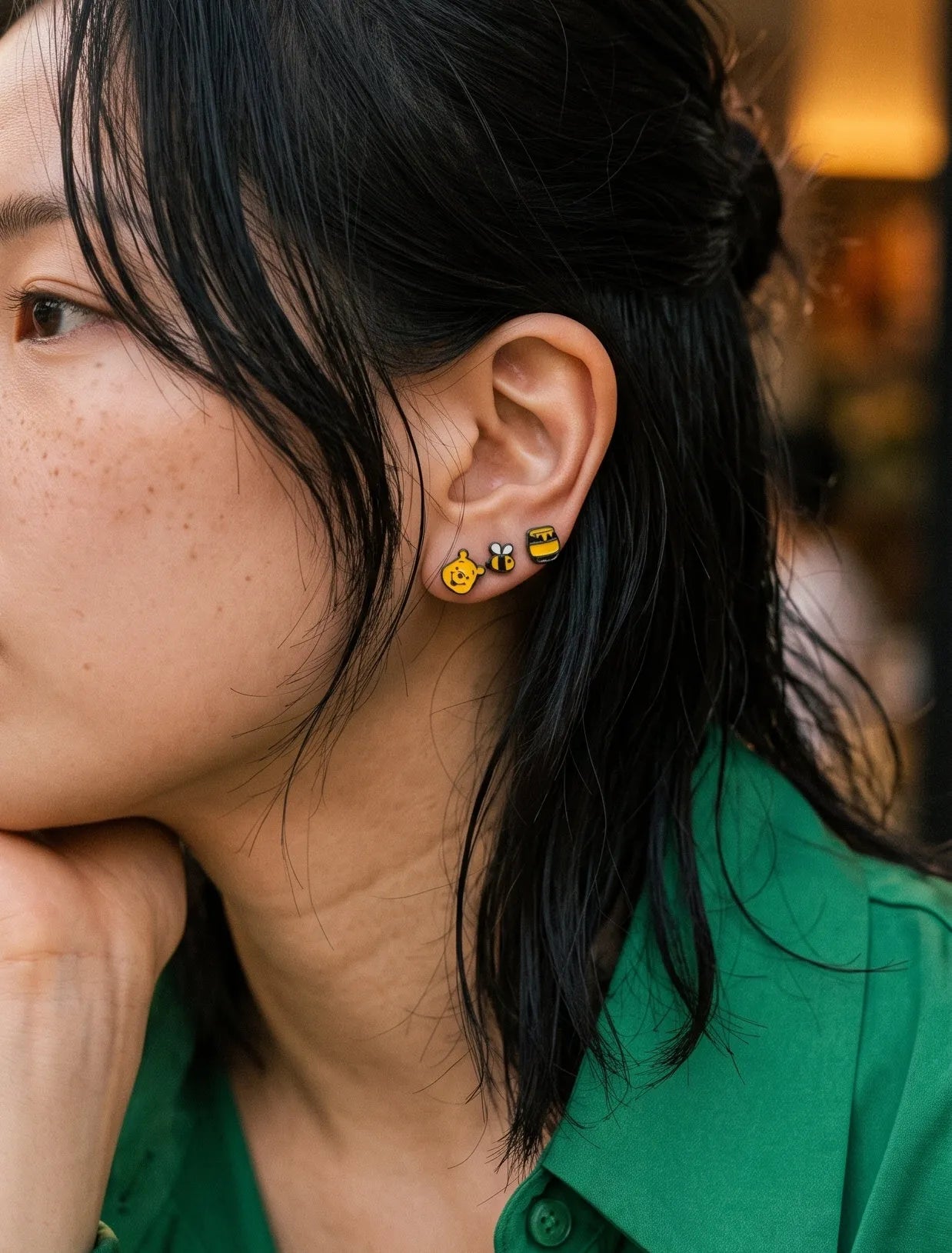 Vintage Winnie the Pooh Enamel Stud Set (4-Piece) | K-Style Kidult Earrings