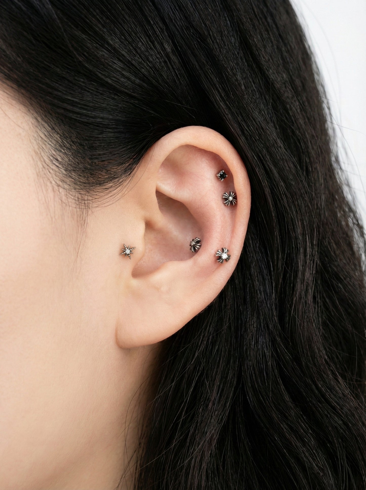Antique Gothic Barbell Ball Earring – 4 Symbol Options