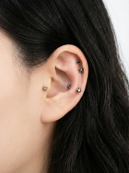 Antique Gothic Barbell Ball Earring – 4 Symbol Options