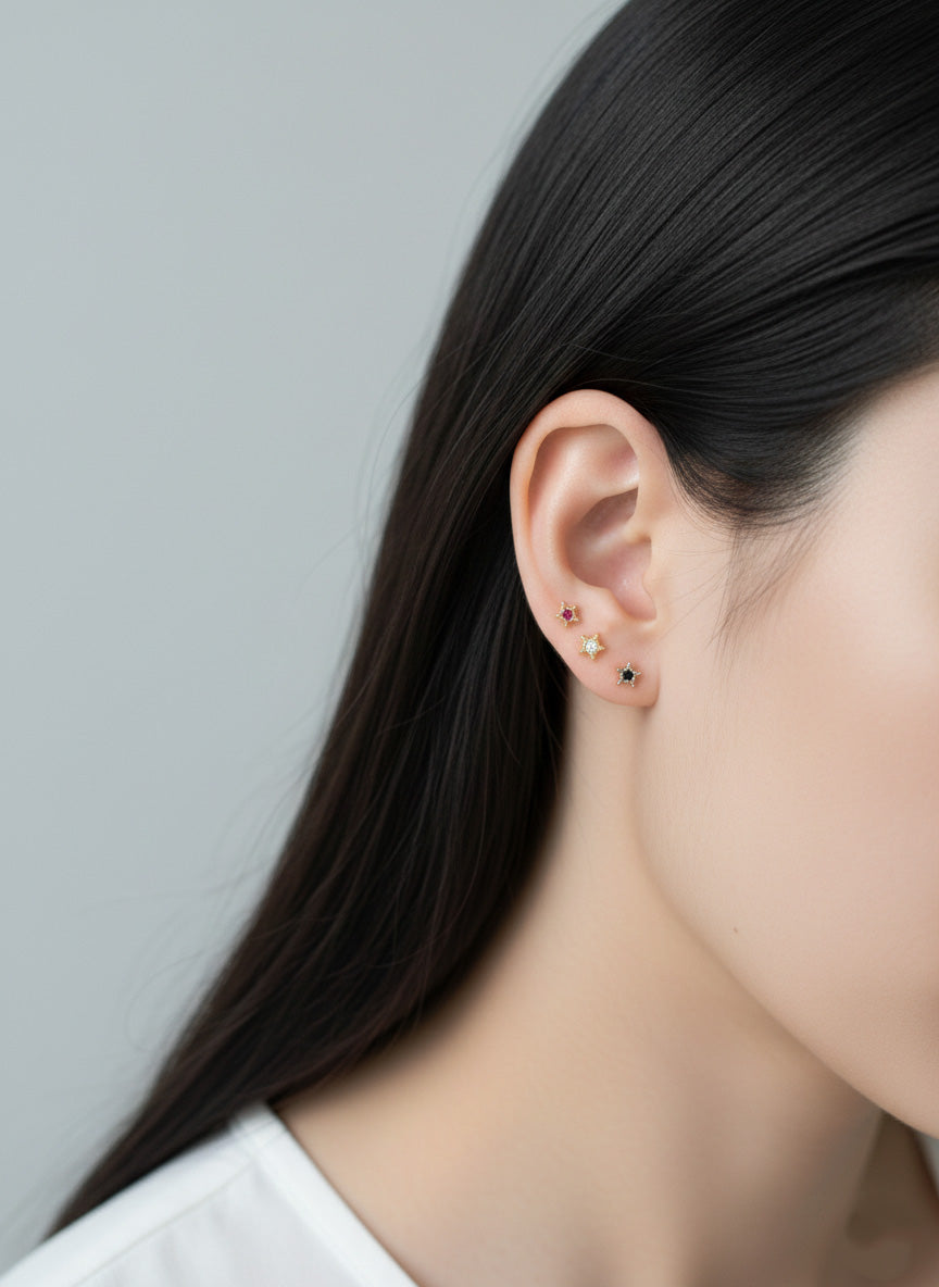 Mini Star Barbell Piercing | CZ Stone | Gold/Silver/Rose Gold
