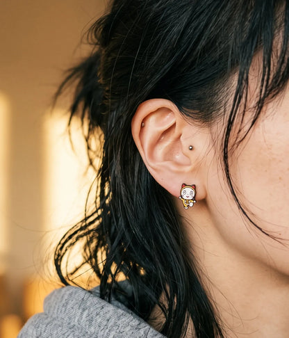 Doraemon & Dorami Mismatched Studs — Handmade in Korea