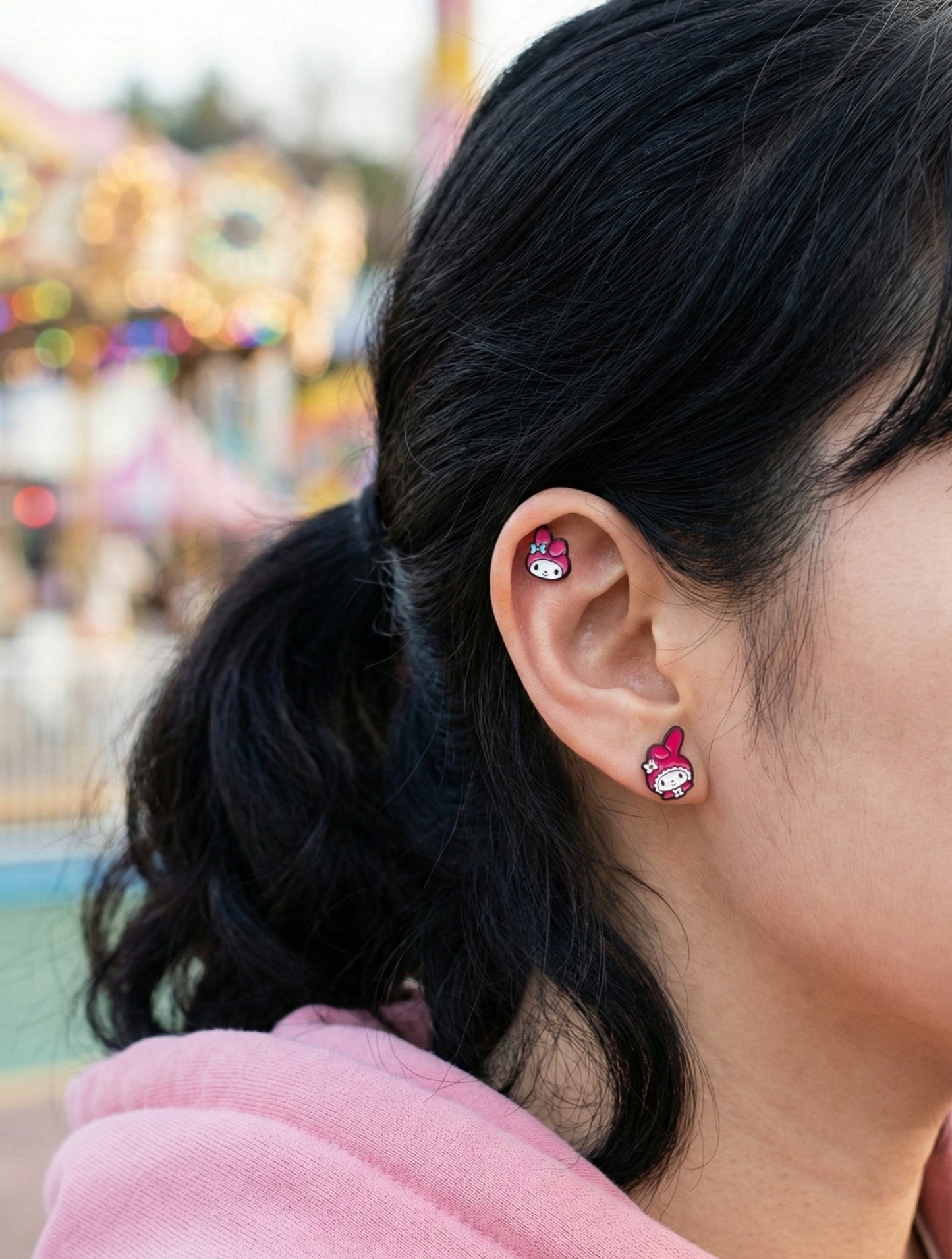 My Melody Barbell Stud Earrings - Surgical Steel Sanrio Character Piercings