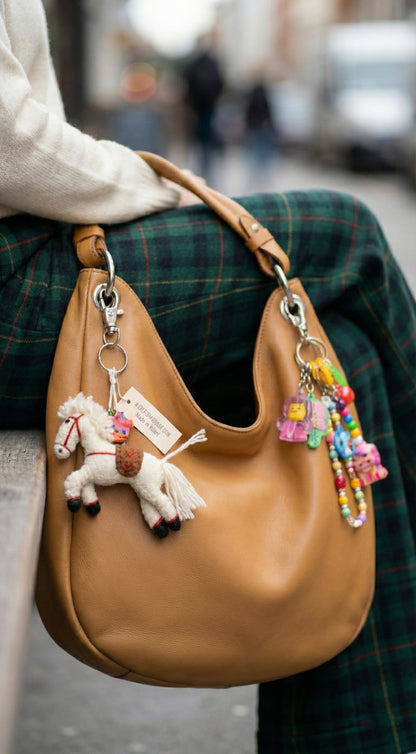 2026 Year of Horse Wool Felt Animal Keychain - Handmade Nepal