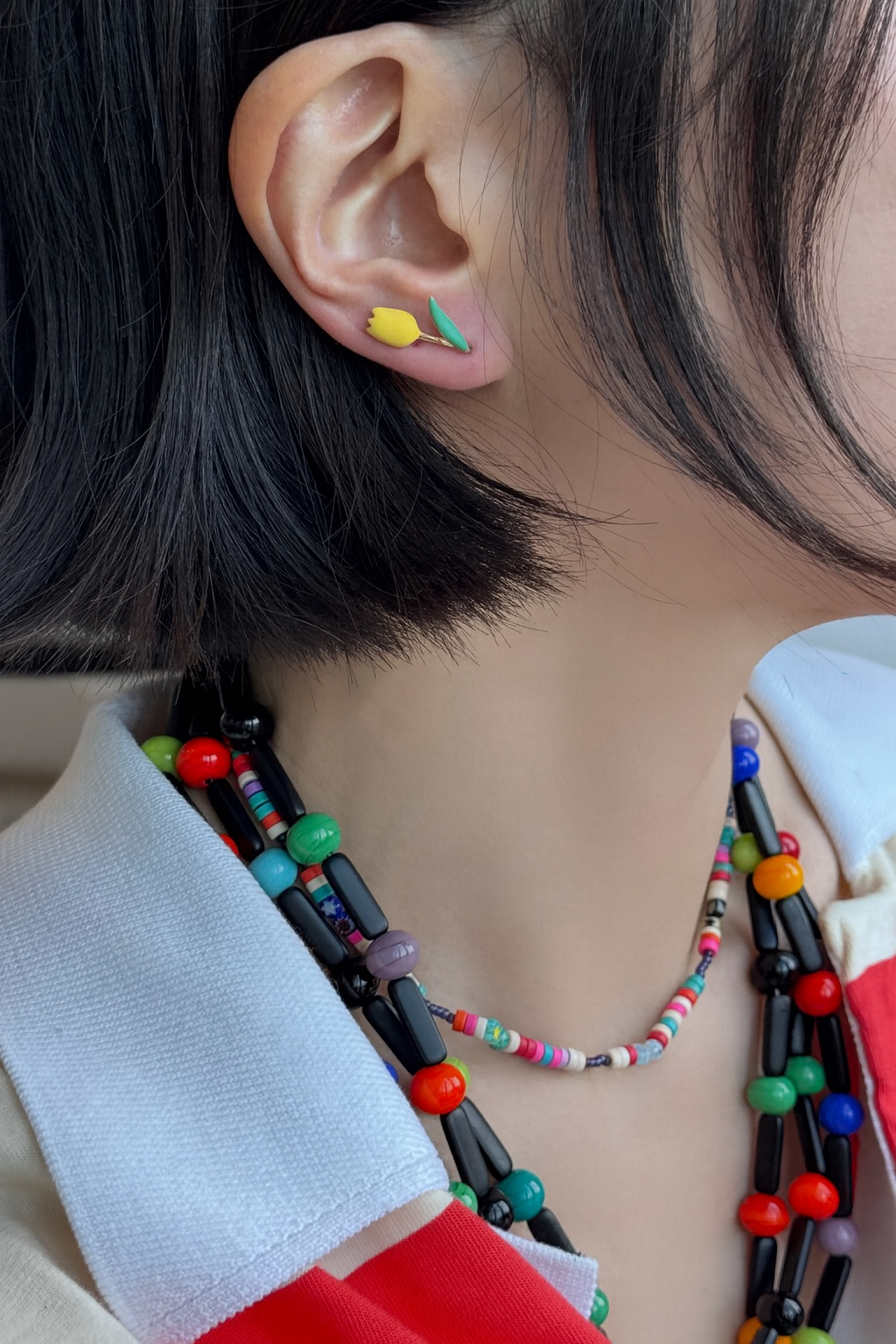 Asymmetric Tulip Ear Climbers - Gold