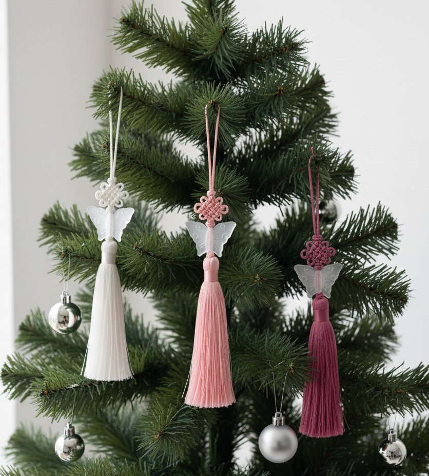 Korean Butterfly Norigae Tassel Charm - Traditional Knot Keychain