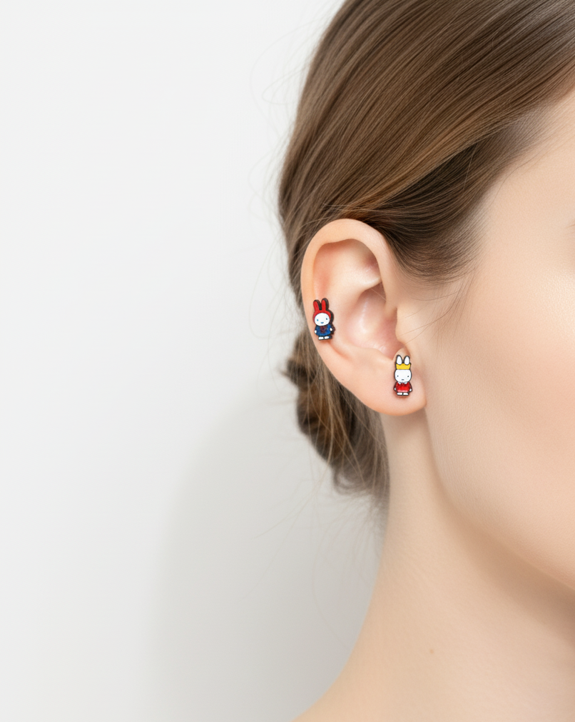 Miffy Barbell Earring - Surgical Steel Cartilage Stud | Type 1 & 2 | Made in Korea