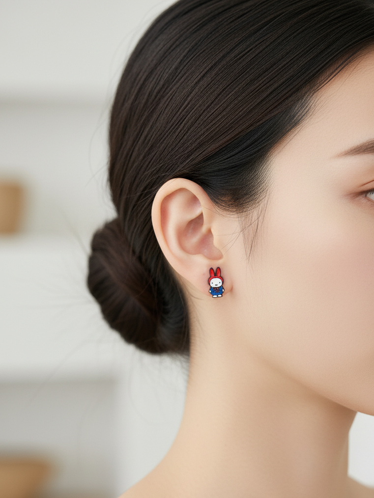 Miffy Barbell Earring - Surgical Steel Cartilage Stud | Type 1 & 2 | Made in Korea