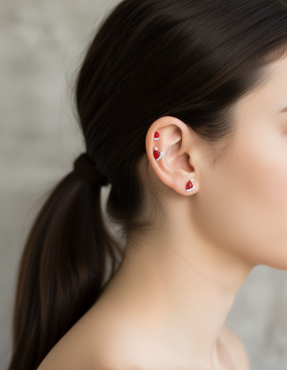 Santa Hat or Mitten CZ Barbell Ball Earrings – Christmas Surgical Steel Studs