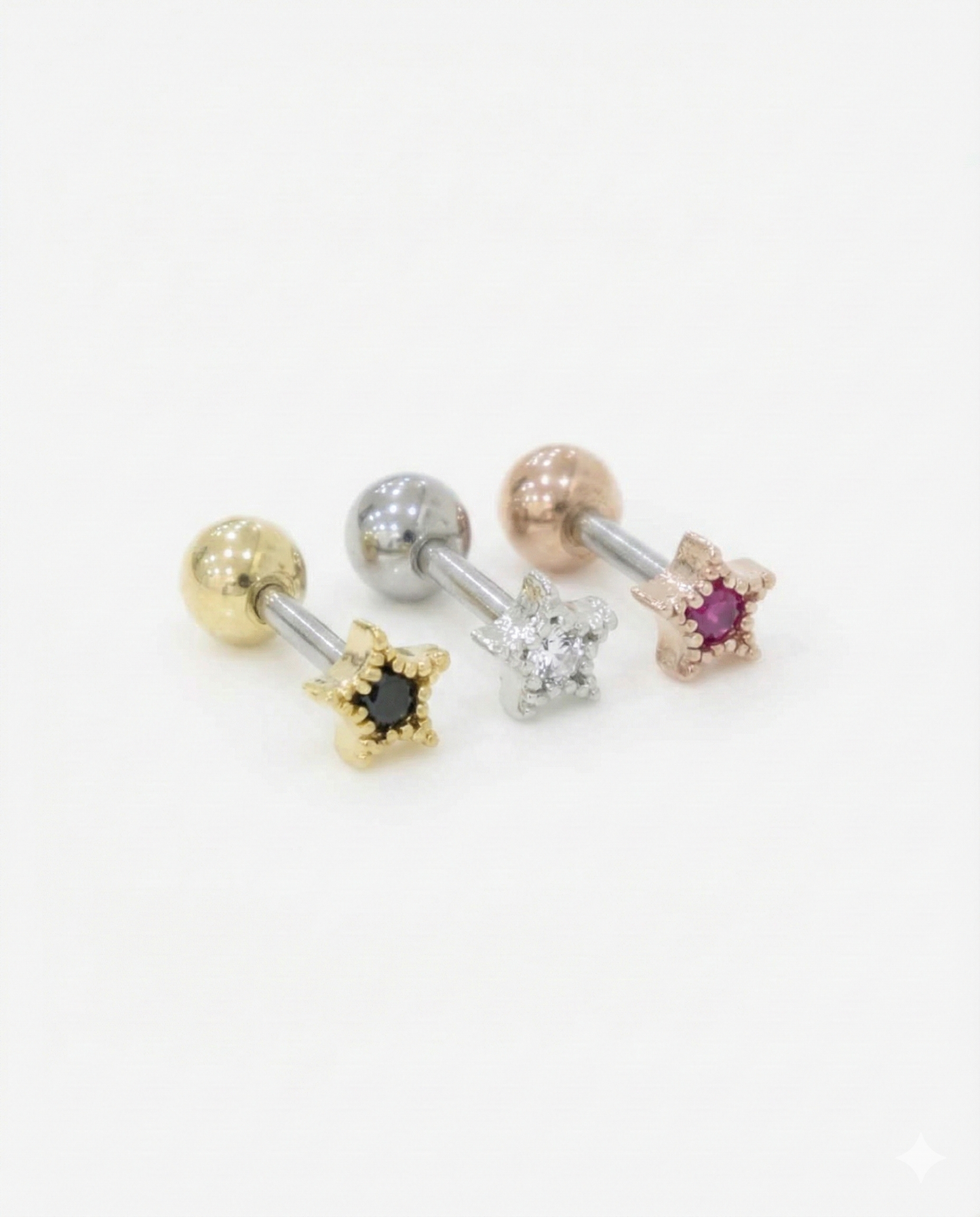 Mini Star Barbell Piercing | CZ Stone | Gold/Silver/Rose Gold