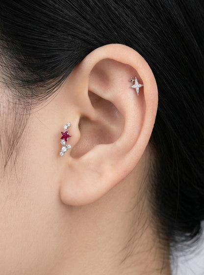 Starburst Helix Barbell Stud – Gold / Rose Gold / Silver (Single)