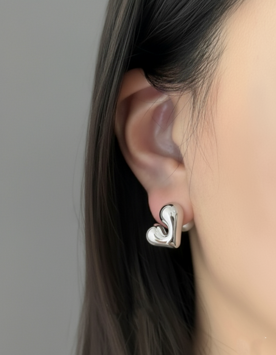 Heart Pearl Two-Way Earrings - Silver, Gold & Pink