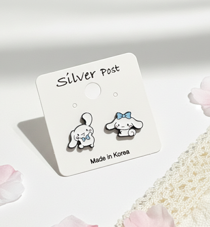 Cinnamoroll Mismatched Silver Post Earrings – Handmade in Korea