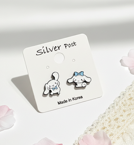 Cinnamoroll Mismatched Silver Post Earrings – Handmade in Korea