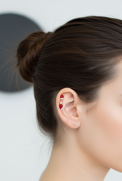 Santa Hat or Mitten CZ Barbell Ball Earrings – Christmas Surgical Steel Studs