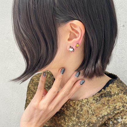 Sanrio Style Hello Kitty Mismatched Earrings Set – Handmade / Sterling Silver Post