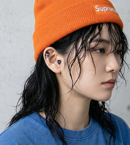 Badtz-Maru & Chococat Barbell Stud Earrings | Dark Kawaii Ear Stack | Handmade Korea