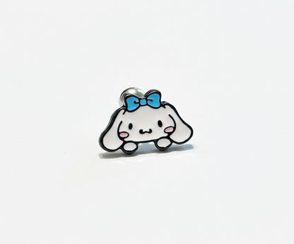 Cinnamoroll with blue ribbon design, surgical steel hypoallergenic stud featuring angelic pastel aesthetic