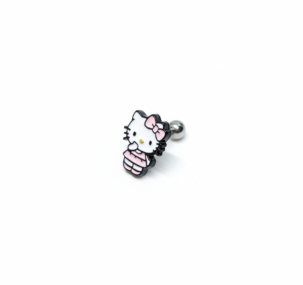 Hello Kitty Inspired Surgical Steel Barbell Piercing