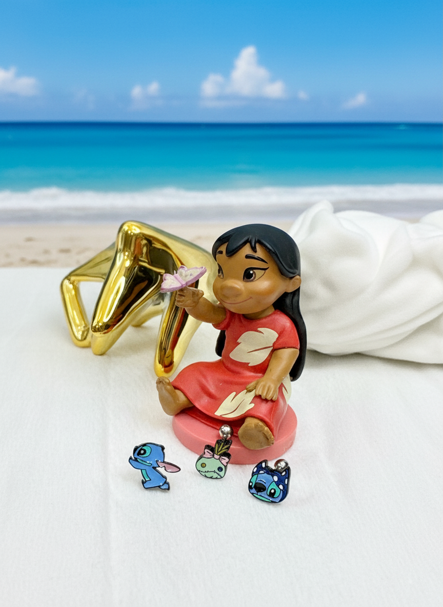 Lilo & Stitch-Inspired Barbell Earrings  Handmade Cartoon Studs in Surgical Steel