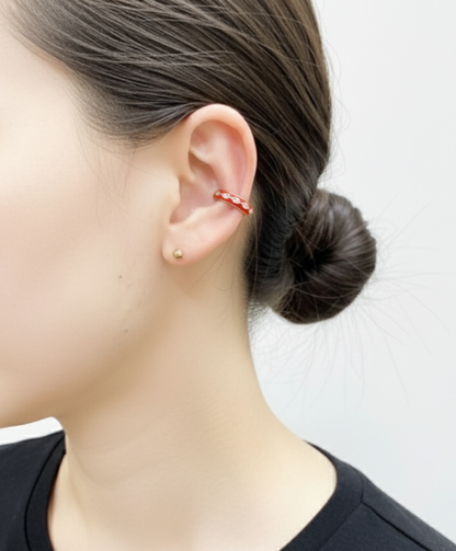 Color Enamel Ear Cuff - Non-Piercing Diamond Detail Earring