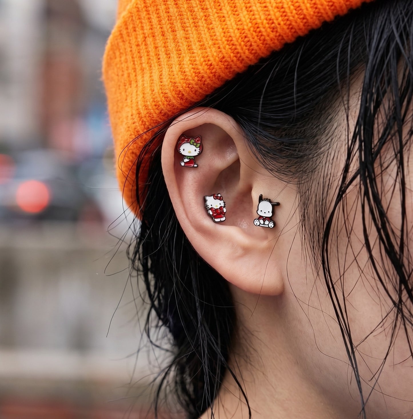 Hello Kitty Barbell Stud Earrings | SanrioCore Ear Stack | Handmade Korea