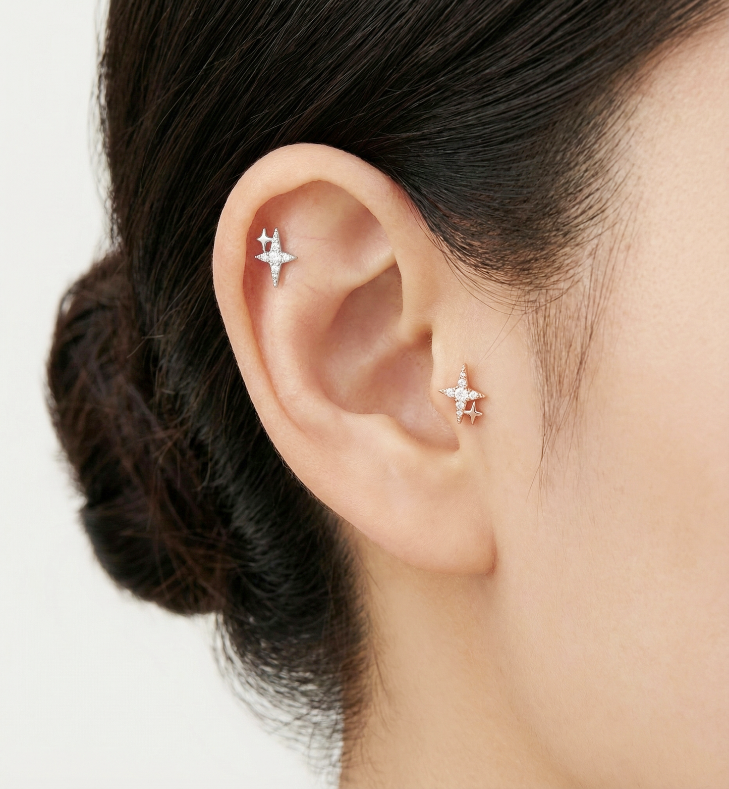 Starburst Helix Barbell Stud – Gold / Rose Gold / Silver (Single)