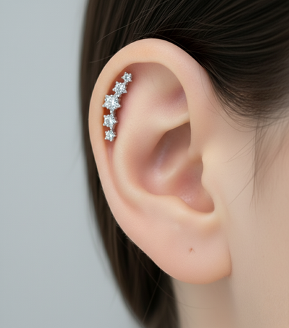 CZ Star Curved Barbell - Cartilage Piercing Earring