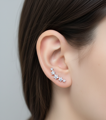 CZ Star Curved Barbell - Cartilage Piercing Earring