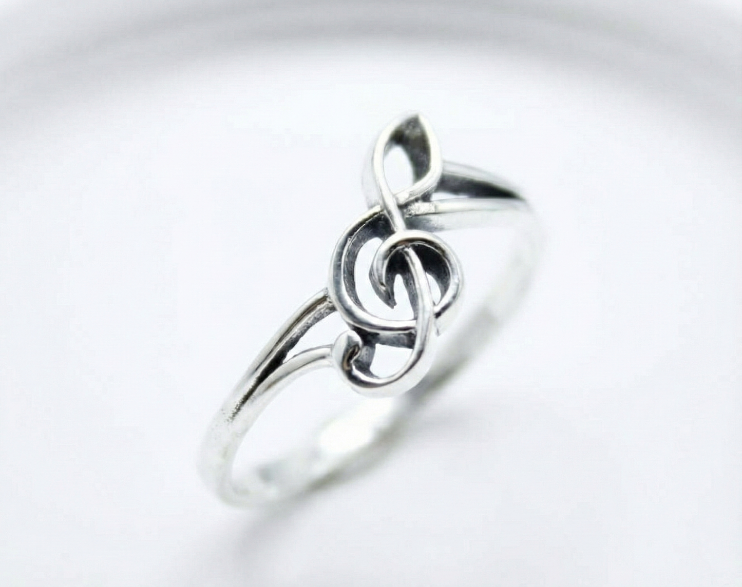 925 Sterling Silver Sideways Treble Clef Handmade Ring