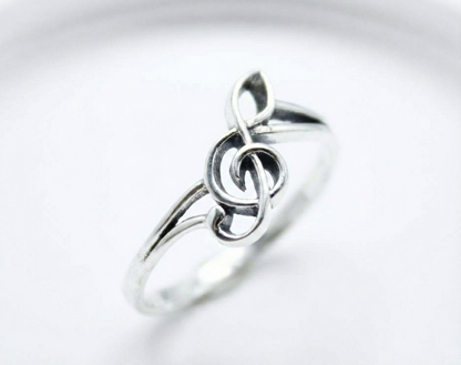 925 Sterling Silver Sideways Treble Clef Handmade Ring