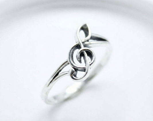 925 Sterling Silver Sideways Treble Clef Handmade Ring