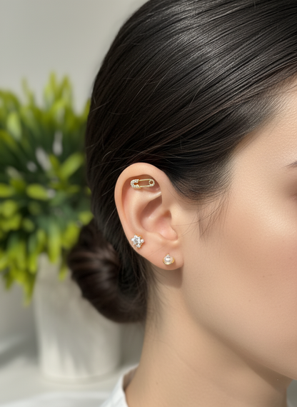 Pearl Star Surgical Steel Barbell Earring,  cartilage earrings