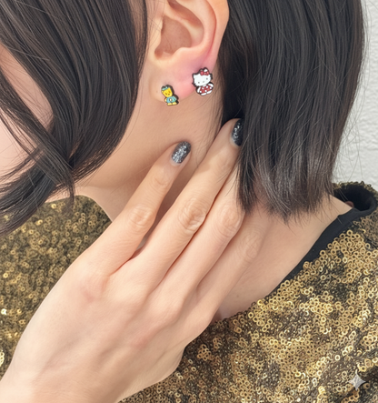 Sanrio Style Hello Kitty Mismatched Earrings Set – Handmade / Sterling Silver Post