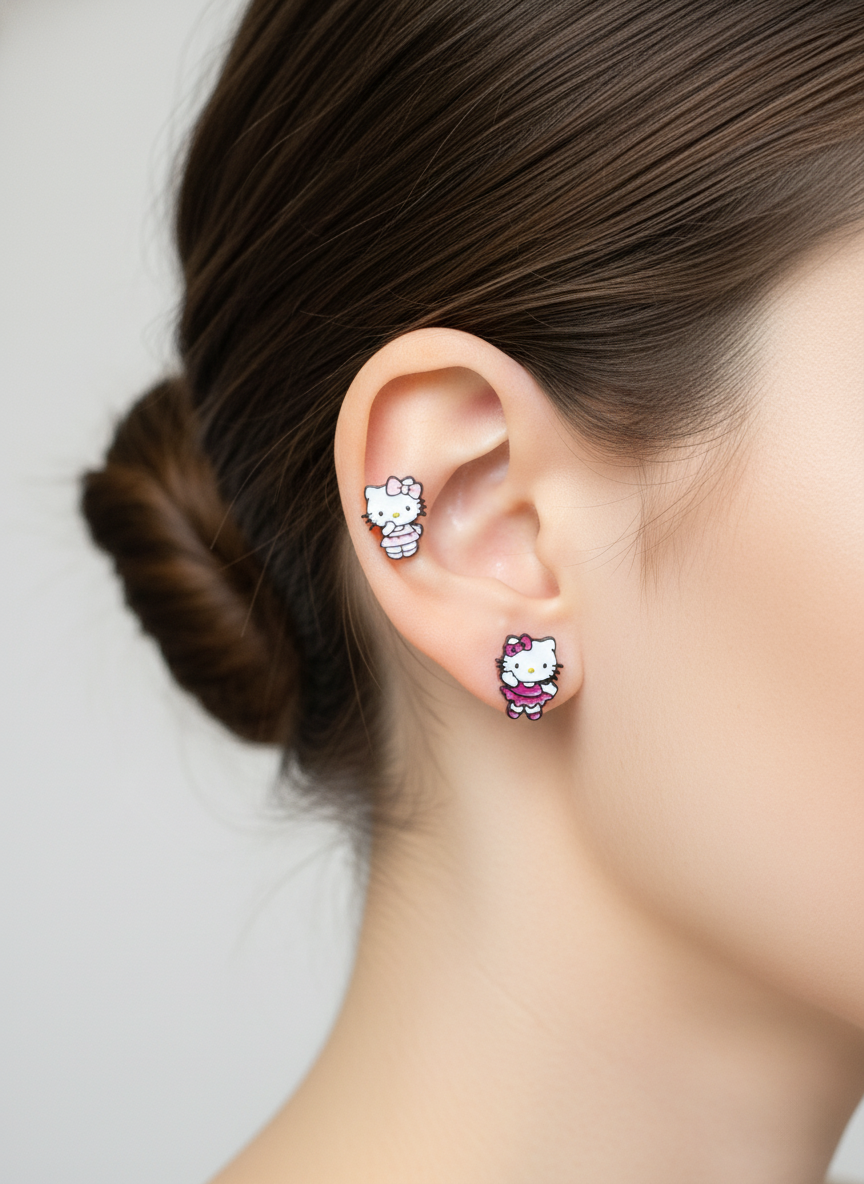 Hello Kitty Inspired Surgical Steel Barbell Piercing
