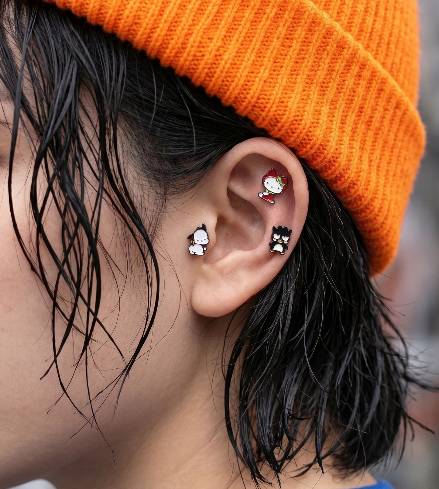 Hello Kitty Barbell Stud Earrings | SanrioCore Ear Stack | Handmade Korea