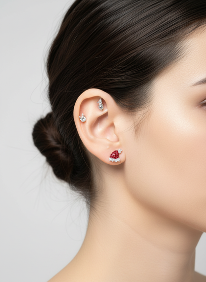 Crystal Snowman & Reindeer Barbell Stud in Surgical Steel