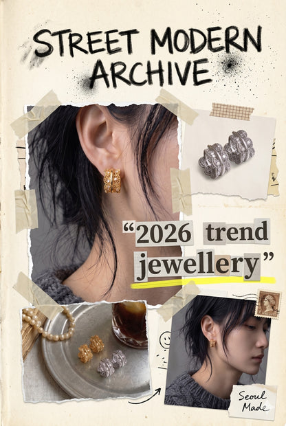 Vintage Filigree Chunky Hoop Earrings | CZ | Gold & Silver | Korean Jewelry