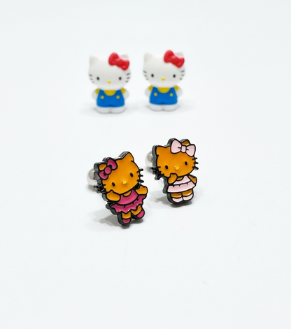 Hello Kitty–inspired Barbell earring playful Hawaii-style, surgical steel, Sold as single.
