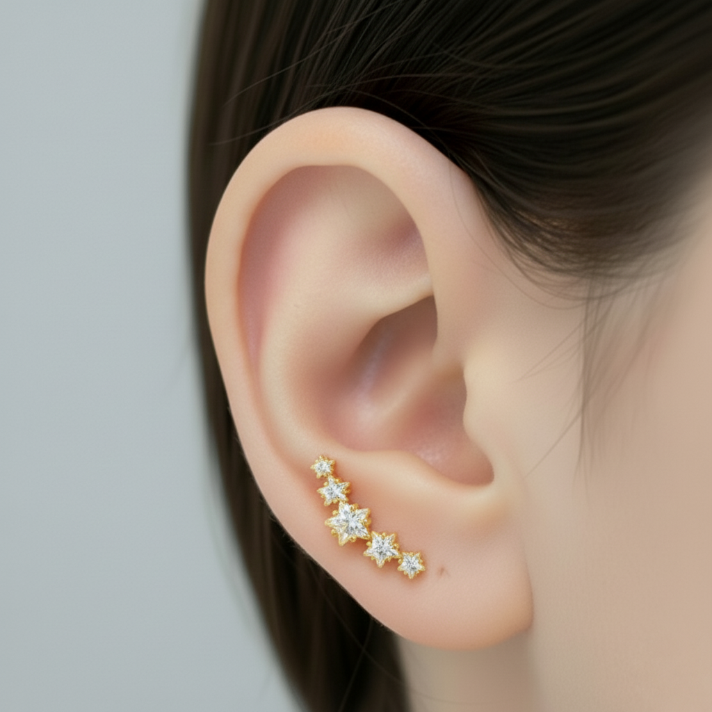 CZ Star Curved Barbell - Cartilage Piercing Earring