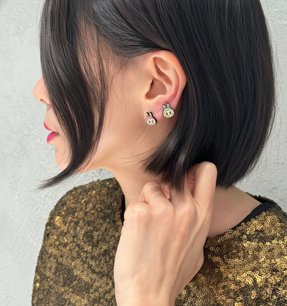 LaBubu Inspired Silver Post Character Stud Earrings